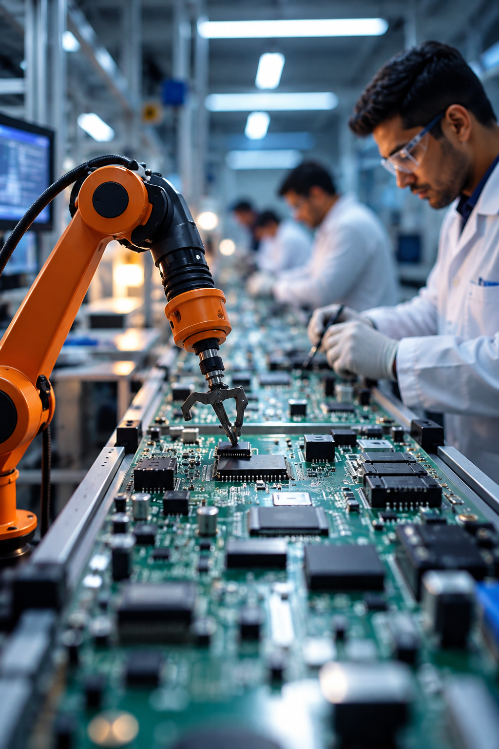 Engineer working with industrial control systems